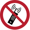 Segnale ISO 7010 P013: Vietato l'uso di telefoni cellulari accesi
