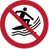 Segnale ISO 7010 P059: Vietato praticare surf