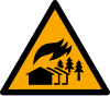 Segnale ISO 7010 W073: Pericolo area di incendio esteso