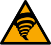 Segnale ISO 7010 W074: Pericolo area a rischio tornado